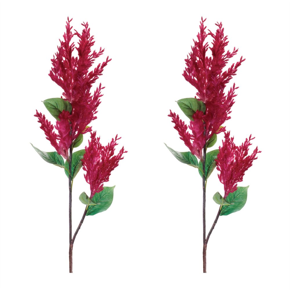 Set of Two 36" Red And Green Artificial Flowering