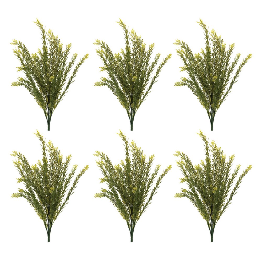 Set of Six 7" Green Artificial Foliage
