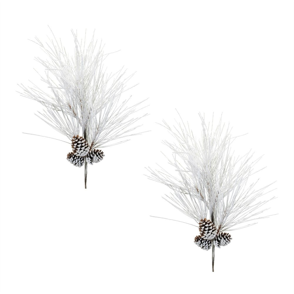 Set of Two 36" White Brown And Green Artificial Pine