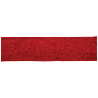Ornate Embroidered Wired Ribbon 4" x 5 Yds. Shatterproof Ribbon