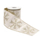 Glittered Snowflake Wired Ribbon 4" x 5 Yds. Shatterproof Ribbon