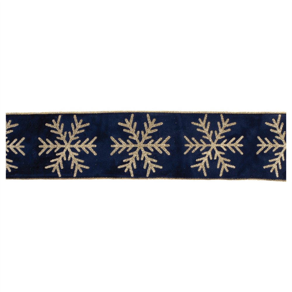 Glittered Snowflake Wired Ribbon 4" x 5 Yds. Shatterproof Ribbon
