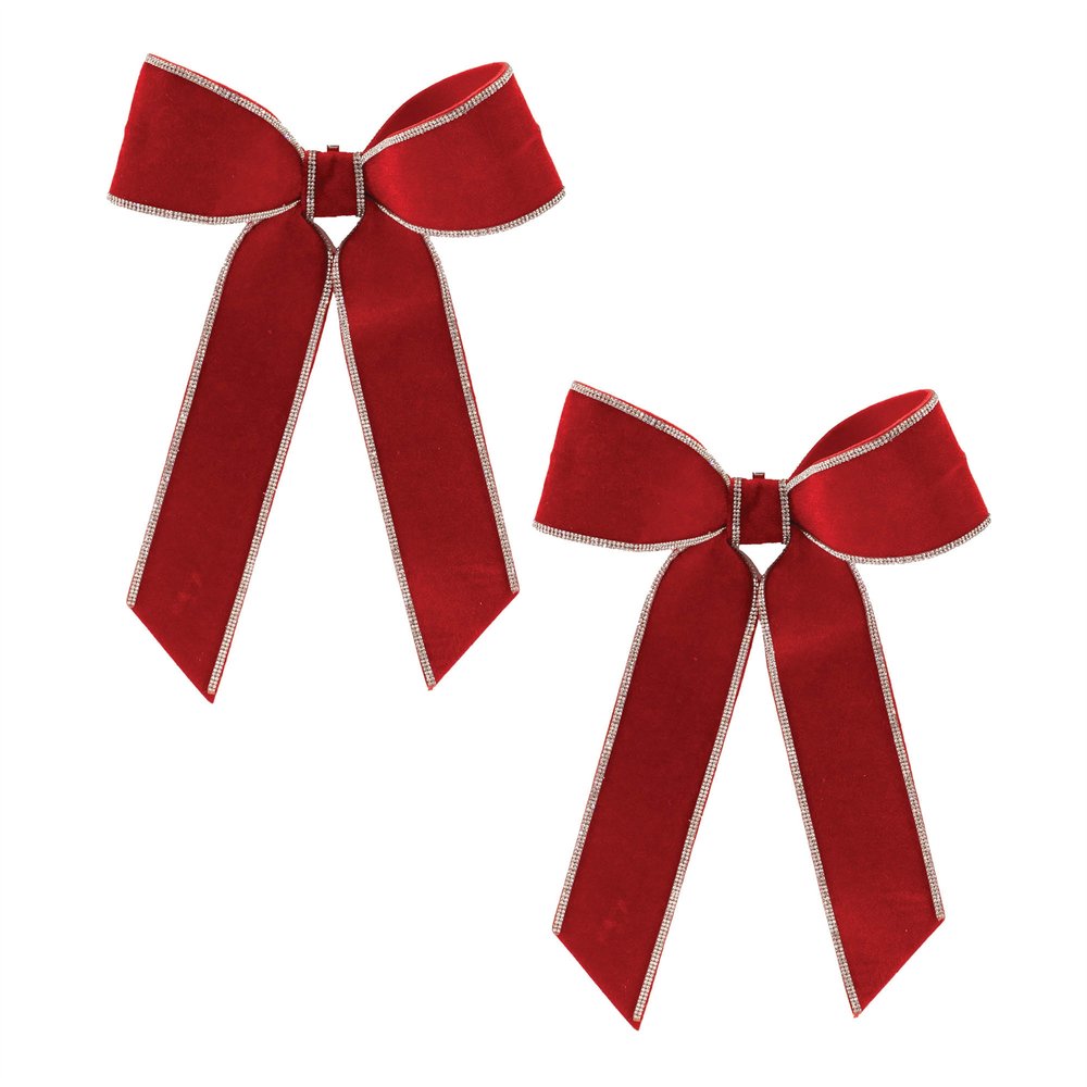 Set of Two Red And Silver Shatterproof Bows