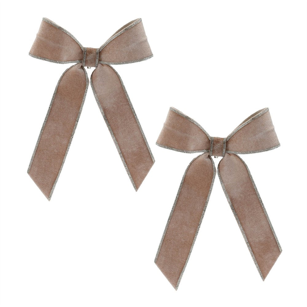 Set of Two Beige And Gray Shatterproof Bows
