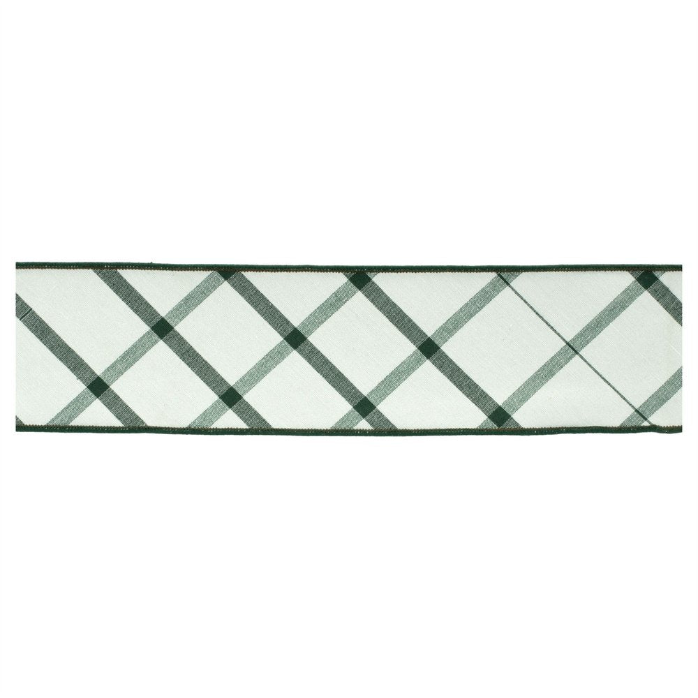 Plaid Wired Ribbon 4" x 5 Yds Shatterproof Cotton Ribbon
