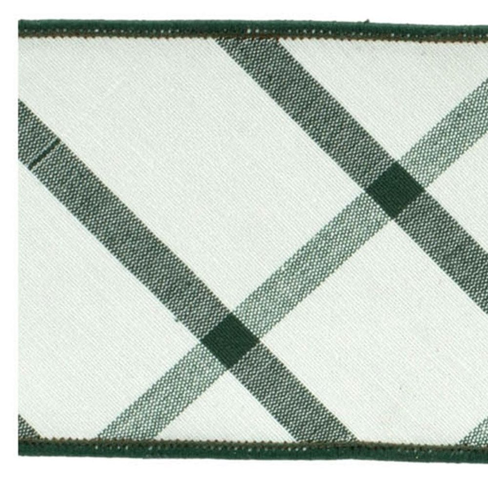 Plaid Wired Ribbon 4" x 5 Yds Shatterproof Cotton Ribbon
