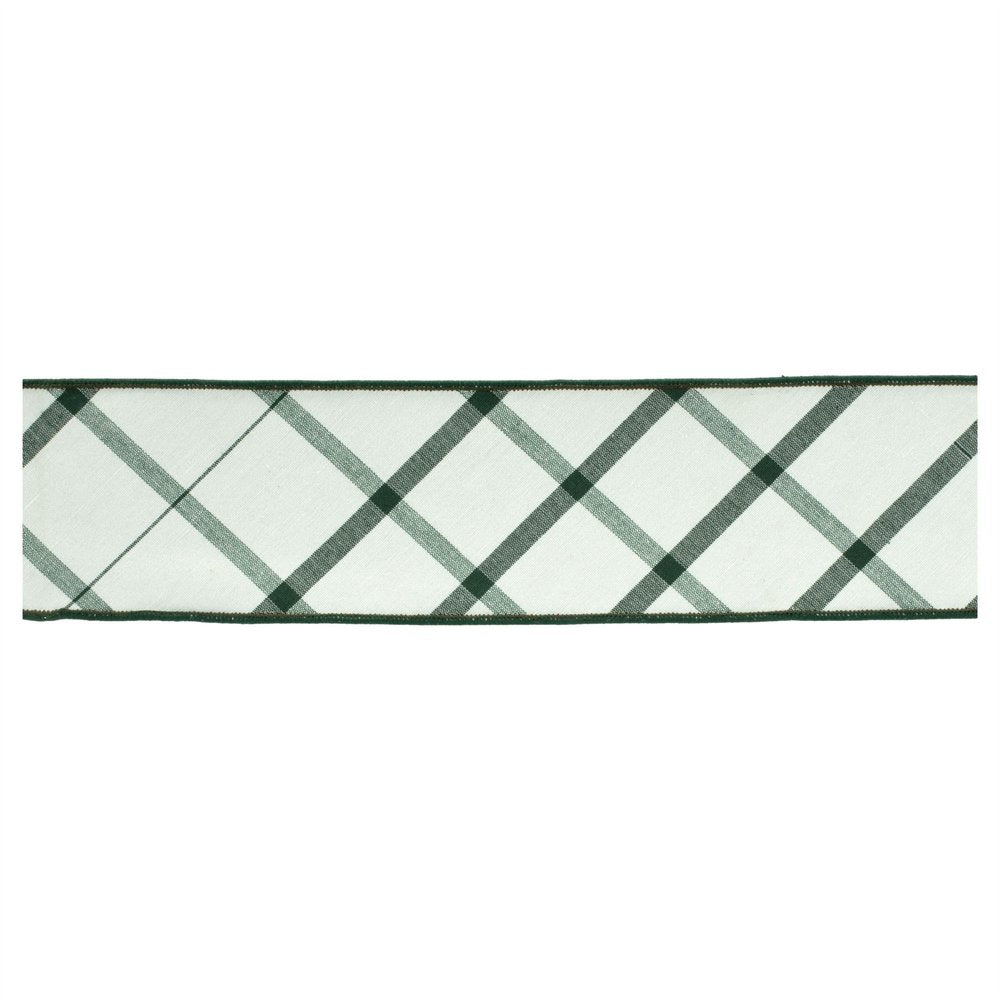 Plaid Wired Ribbon 4" x 5 Yds Shatterproof Cotton Ribbon