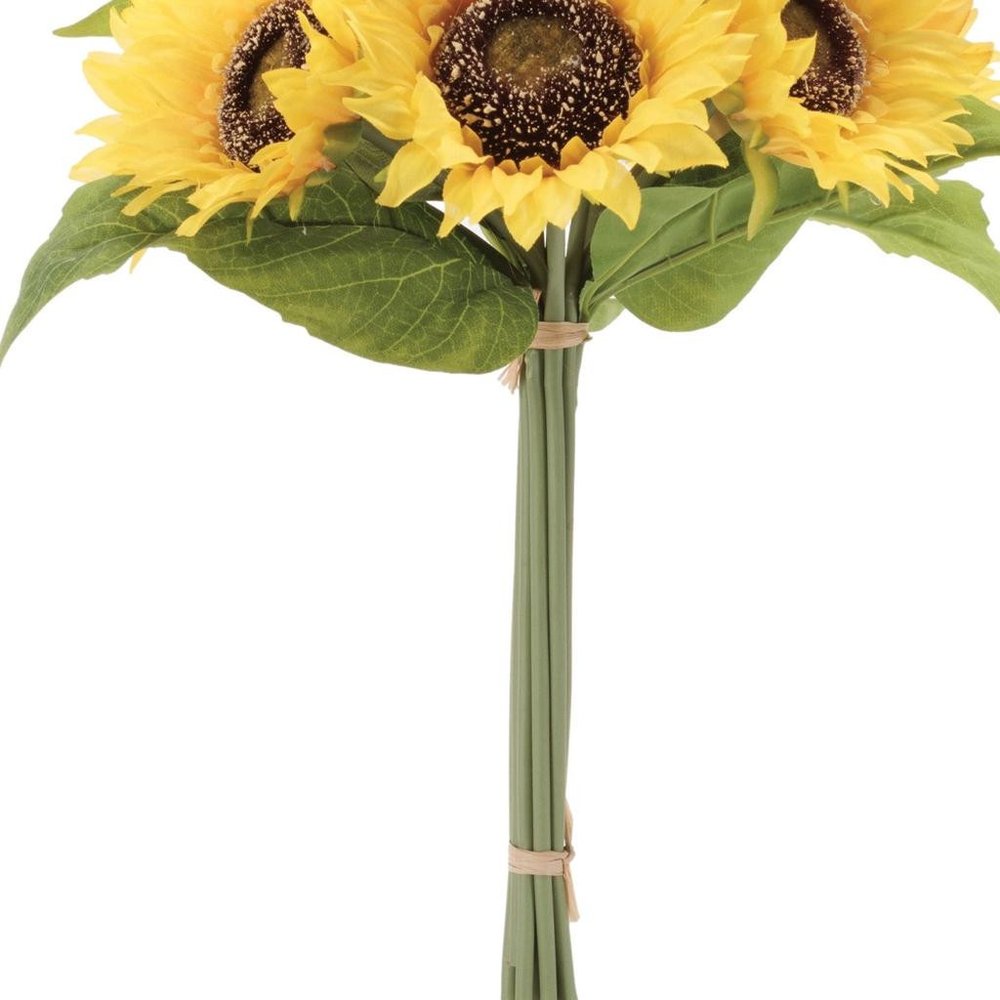 Set of Two 13" Yellow Green And Brown Artificial Flowering