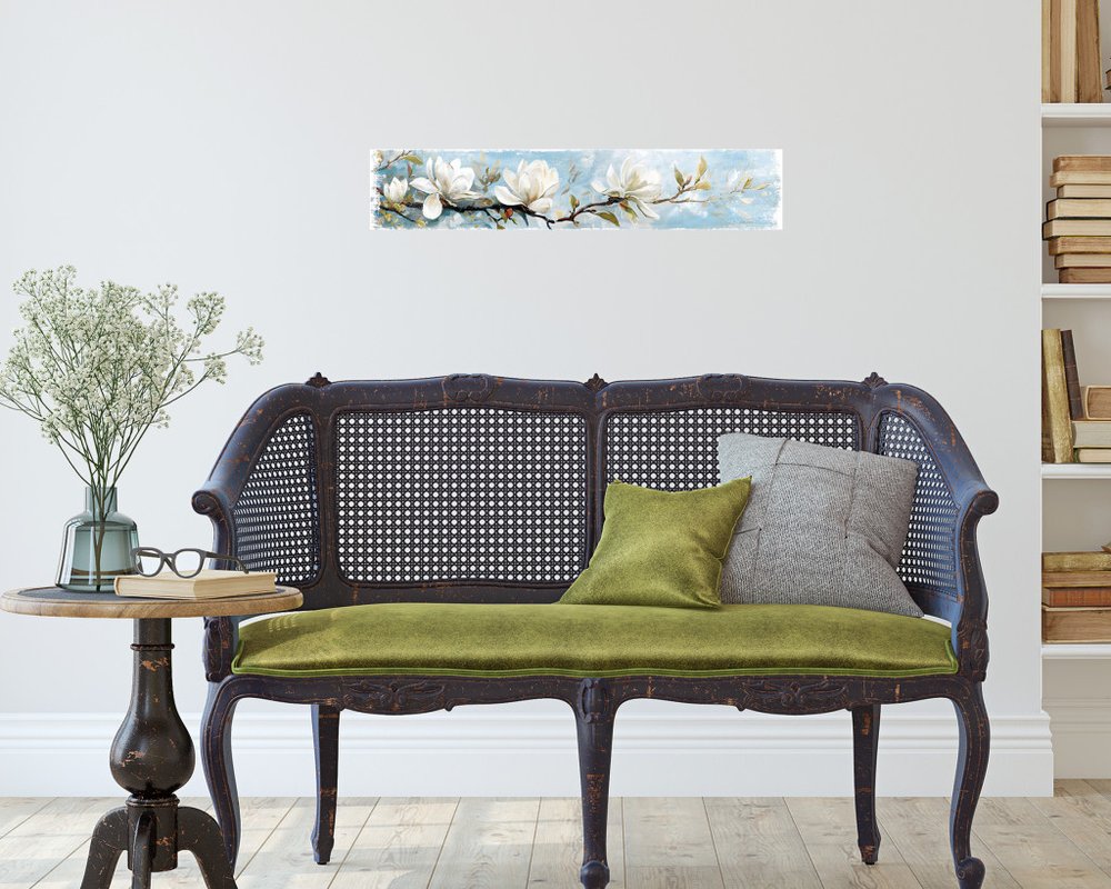 10" X 36" Magnolia Branch Floral Hanging Wall Decor