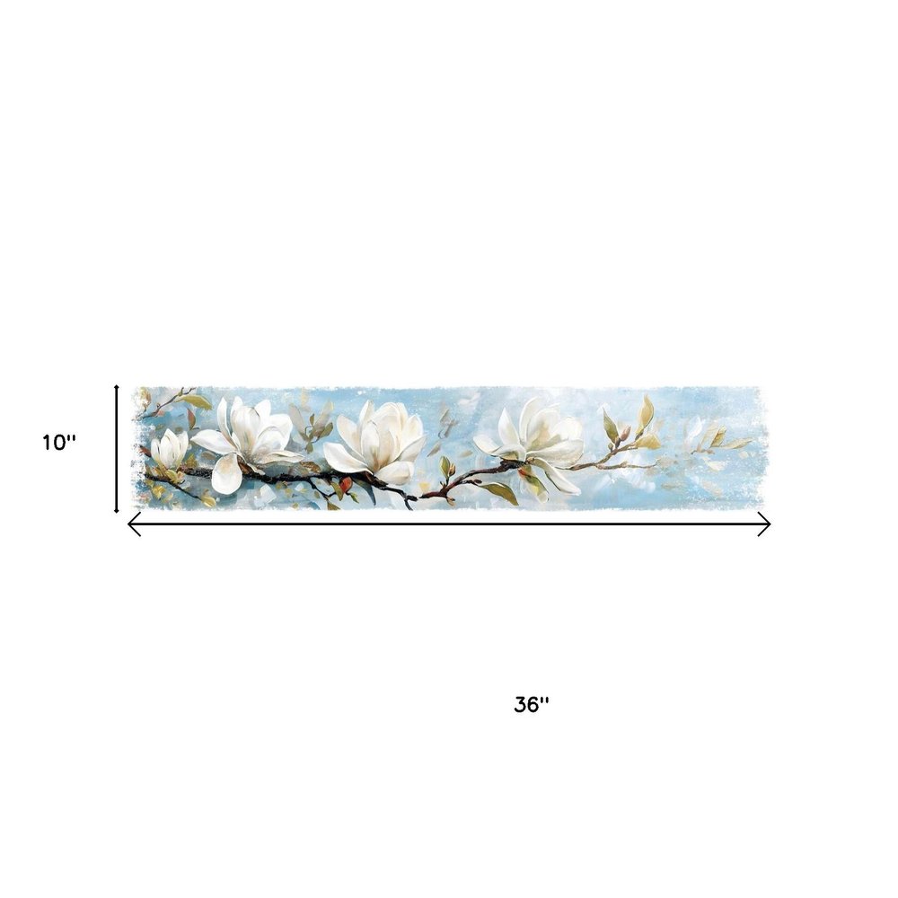 10" X 36" Magnolia Branch Floral Hanging Wall Decor