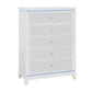 36" White Faux Crystal Glitter Wood Lighted Five Drawer Dresser