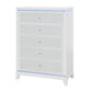 36" White Faux Crystal Glitter Wood Lighted Five Drawer Dresser