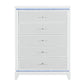 36" White Faux Crystal Glitter Wood Lighted Five Drawer Dresser