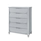 38" Silver Wood Five Drawer Dresser