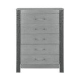 36" Silver Wood Five Drawer Dresser