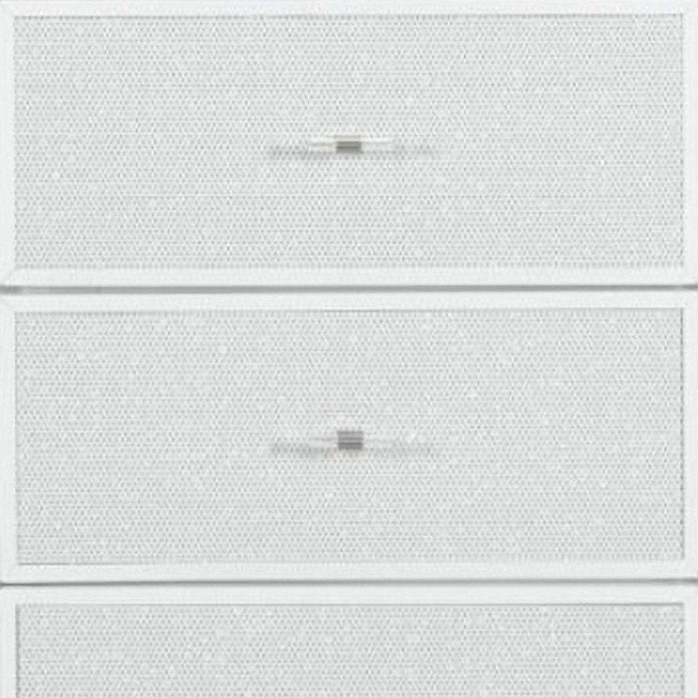 62" White Faux Crystal Glitter Wood Lighted Nine Drawer Triple Dresser