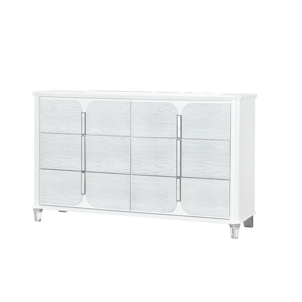 63" Gray Wood Six Drawer Double Dresser