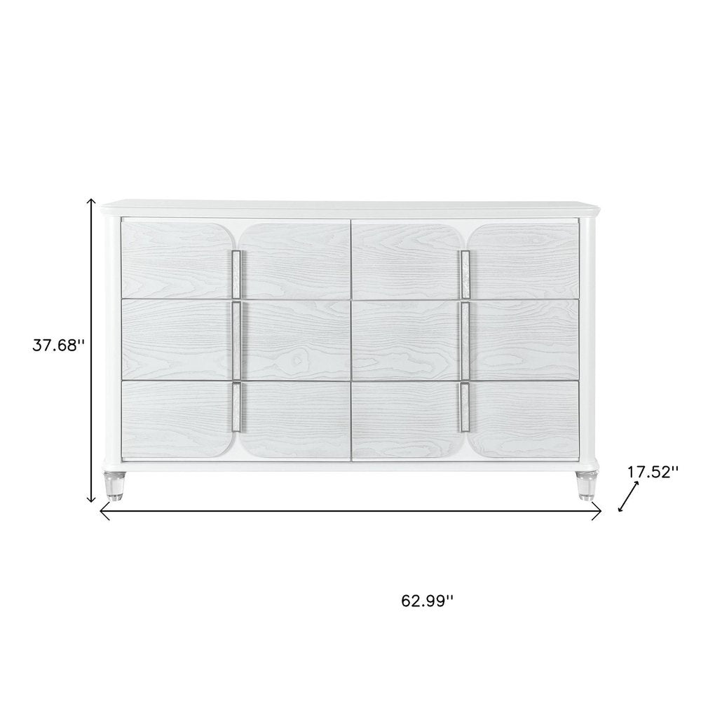 63" Gray Wood Six Drawer Double Dresser