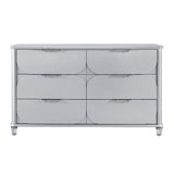 63" Silver Wood Six Drawer Double Dresser