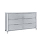 63" Silver Wood Six Drawer Double Dresser