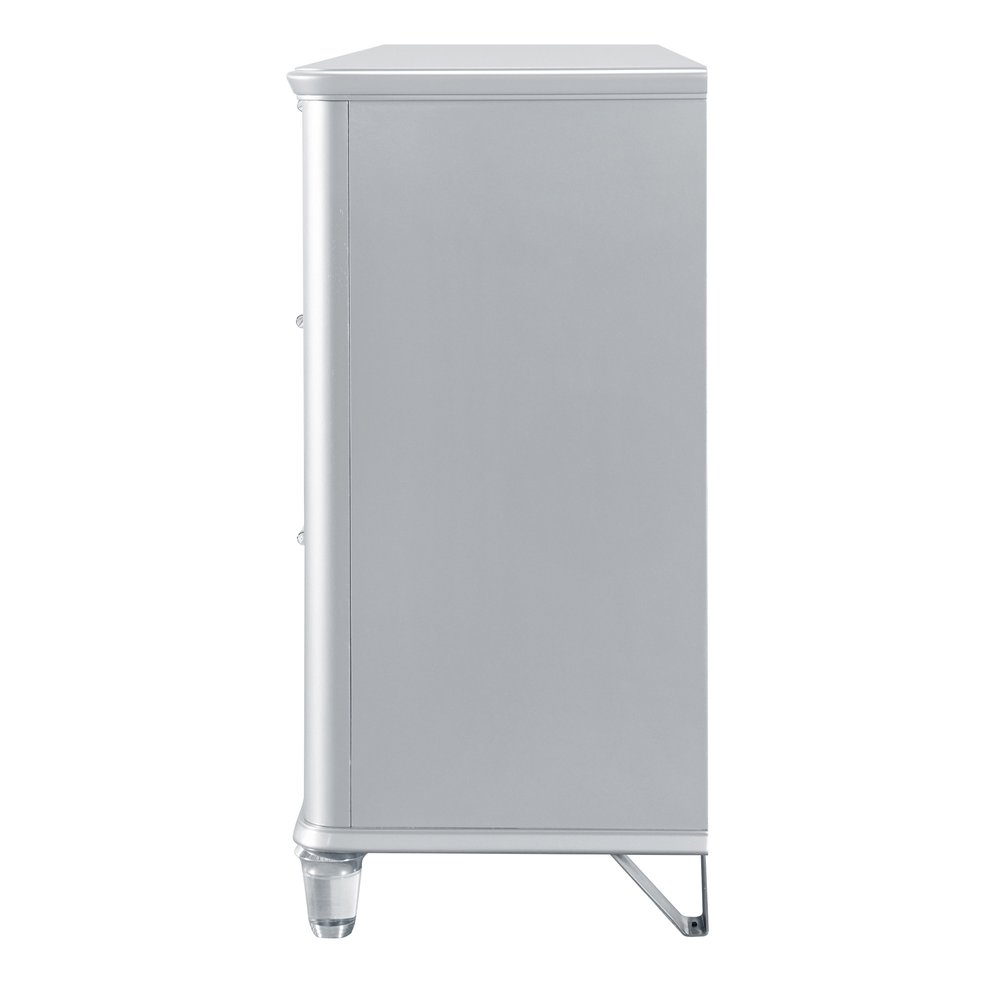 63" Silver Wood Six Drawer Double Dresser