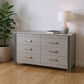 62" Silver Wood Six Drawer Double Dresser