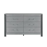 62" Silver Wood Six Drawer Double Dresser