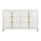 63" White Wood With Gold Faux Crystal Bling Wood Six Drawer Double Dresser