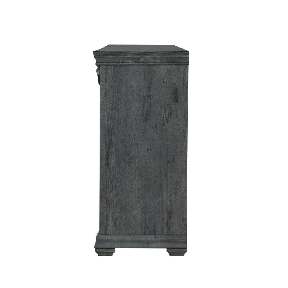 64" Gray Wood Nine Drawer Triple Dresser