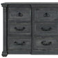 64" Gray Wood Nine Drawer Triple Dresser