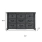 64" Gray Wood Nine Drawer Triple Dresser