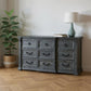64" Gray Wood Nine Drawer Triple Dresser