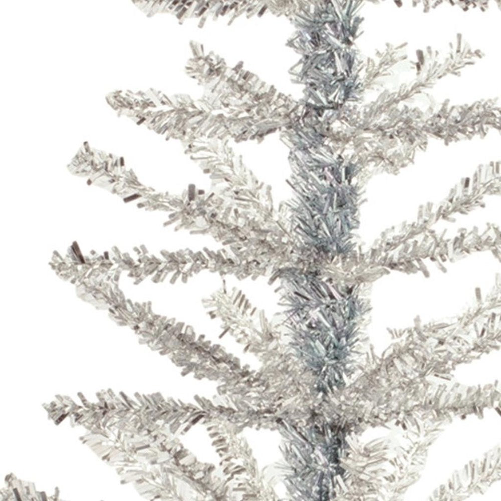 Set Of Two Silver Tinsel Sparse Pine Christmas Trees