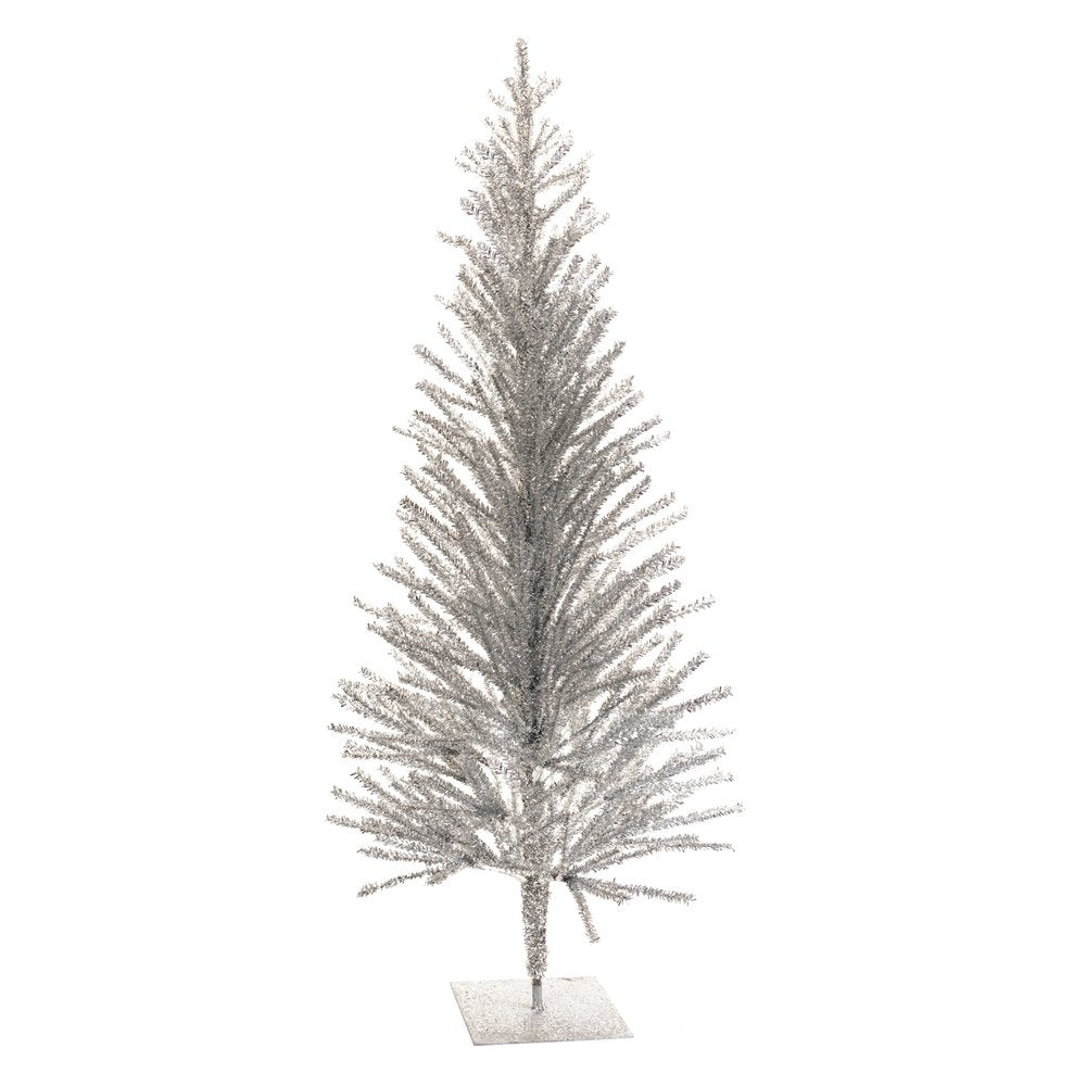 4' Silver Tinsel Sparse Pine Christmas Tree