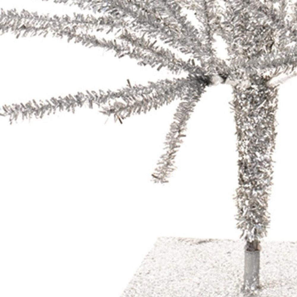 4' Silver Tinsel Sparse Pine Christmas Tree
