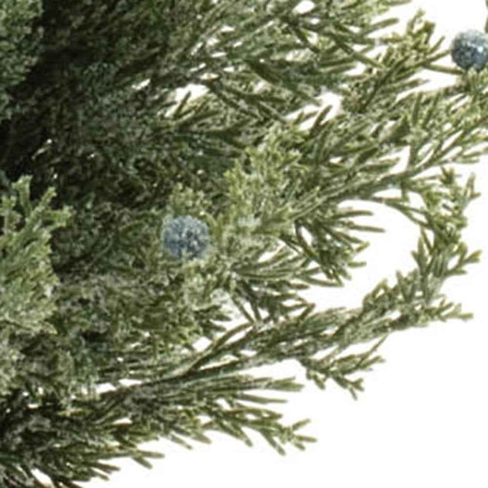 Set of Two 23" Green Artificial Pines In Round Faux Wicker Pots