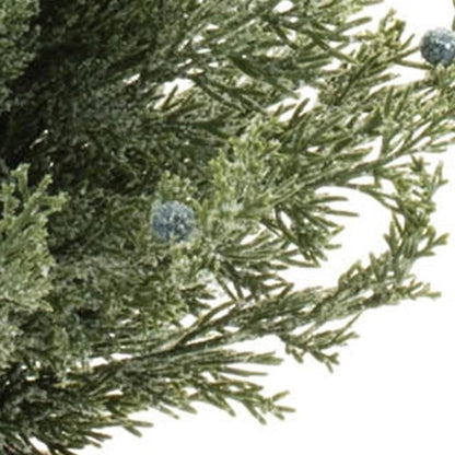 Set of Two 23" Green Artificial Pines In Round Faux Wicker Pots