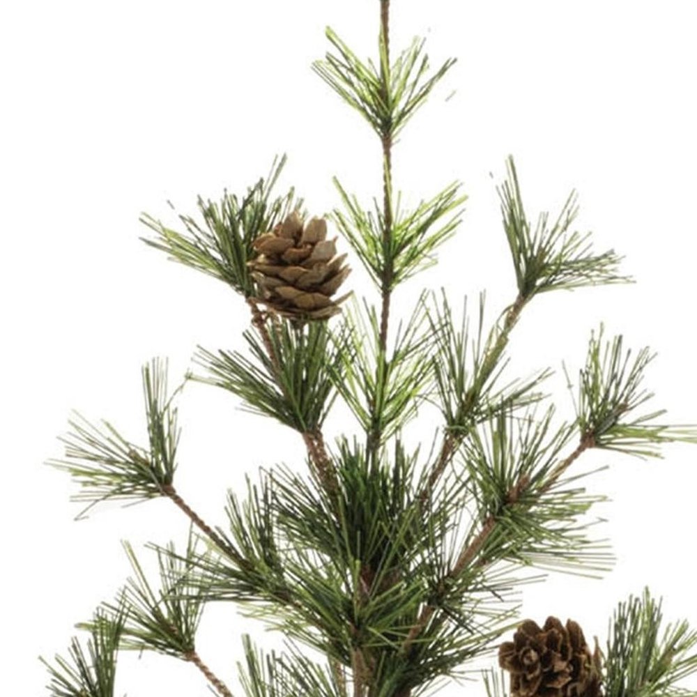 10" Green And Brown Artificial Pine In Round Brown Metal Pot