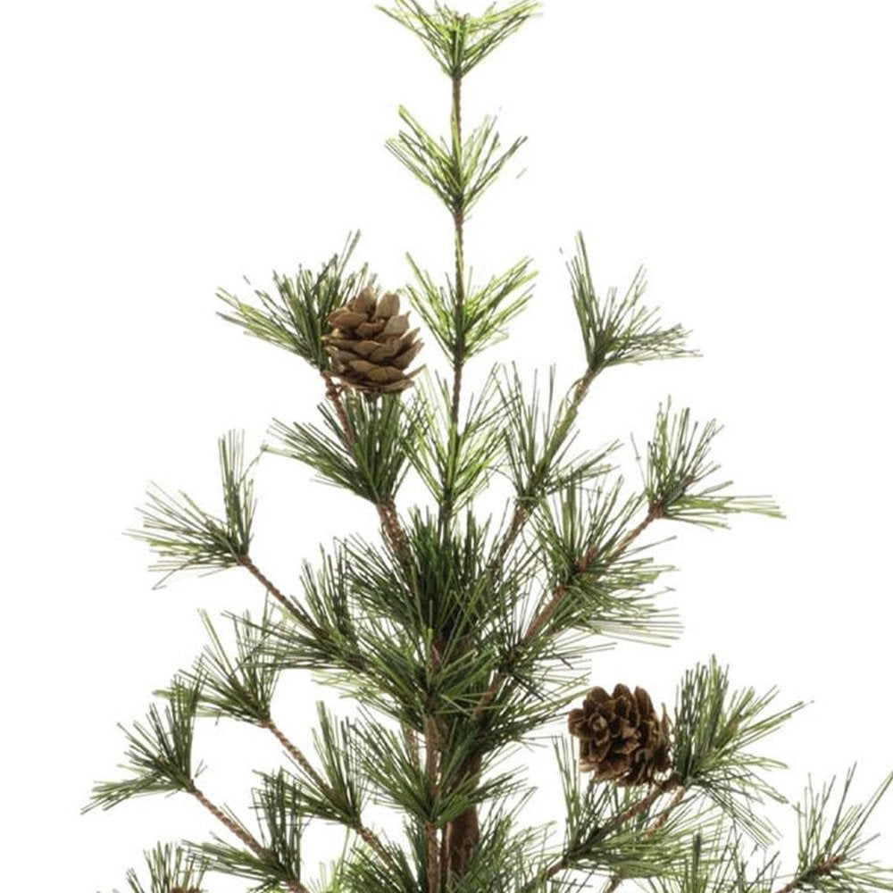 10" Green And Brown Artificial Pine In Round Brown Metal Pot