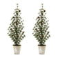 Set of Two 32" Mini Artificial Pine Trees With Pinecones In Rustic Brown Pots