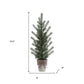 Set of Two 24" Mini Artificial Pine Trees In Rustic Beige Bow Tie Pots