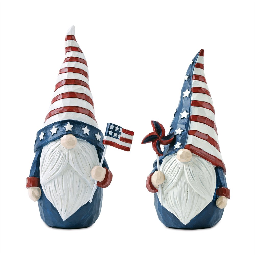 Set of Two Red White And Blue Polyresin Figurine