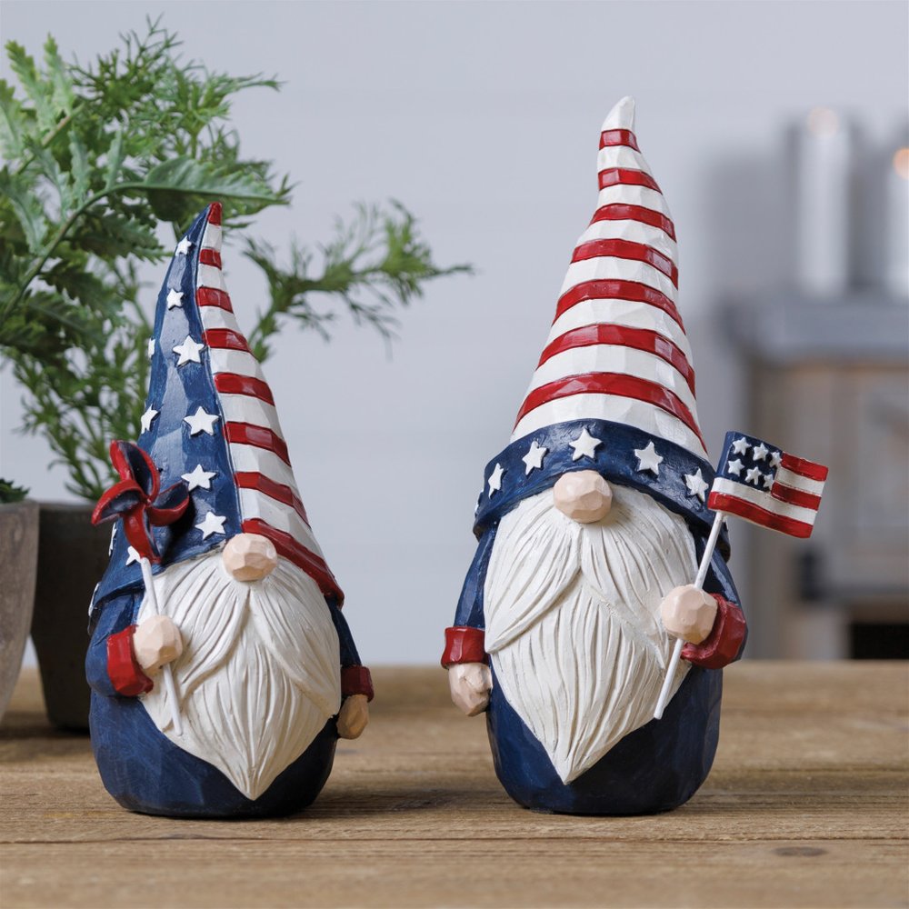 Set of Two Red White And Blue Polyresin Figurine