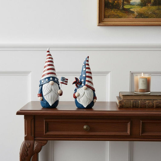 Set of Two Red White And Blue Polyresin Figurine