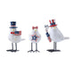 Set of Three Red White And Blue Polyresin Bird Independence Day Figurine