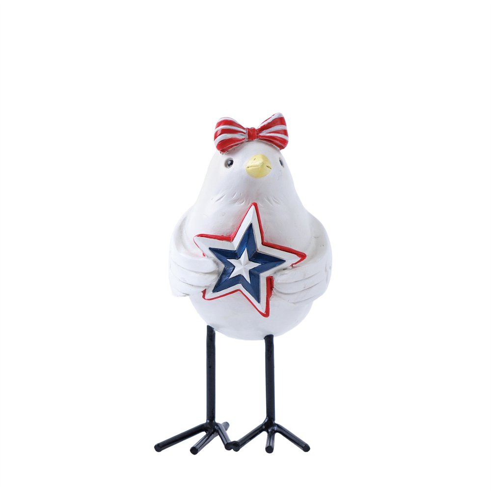 Set of Three Red White And Blue Polyresin Americana Bird Figurines