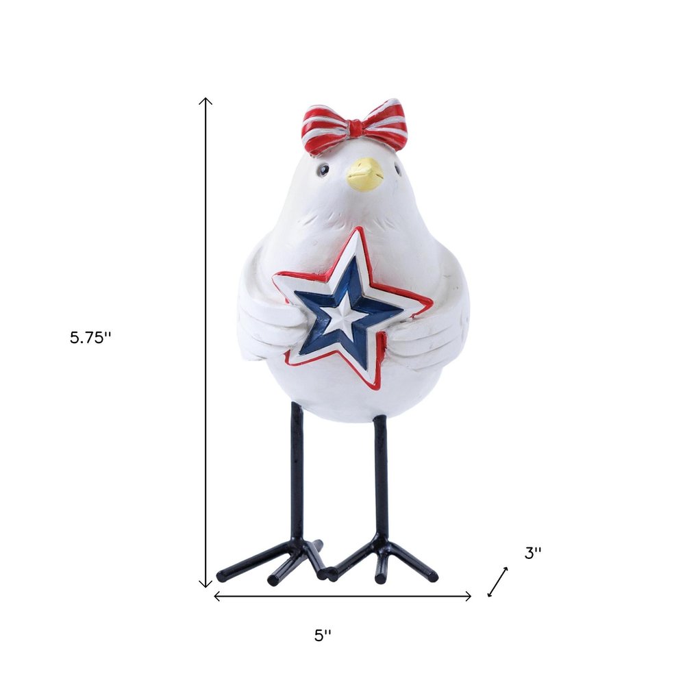 Set of Three Red White And Blue Polyresin Americana Bird Figurines