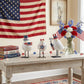 Set of Three Red White And Blue Polyresin Americana Bird Figurines