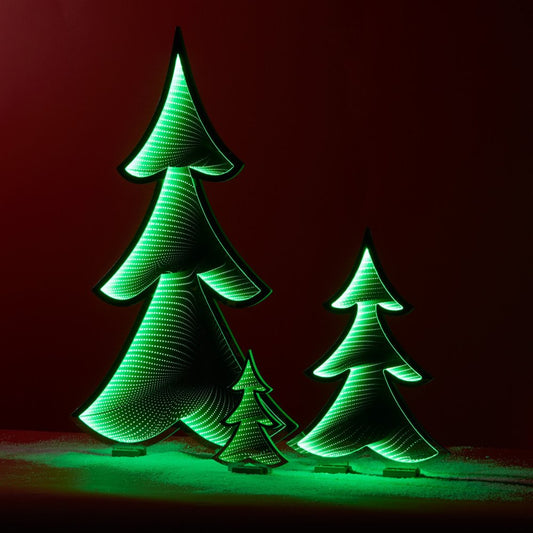 12" Green Acrylic Trees Christmas Christmas Tree Tabletop Sculpture with LED