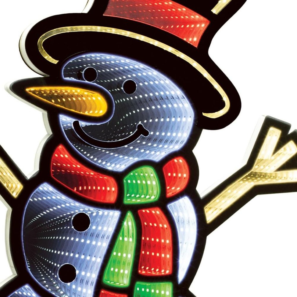 24" White Red And Green Acrylic Christmas Snowman Tabletop Sign with LED